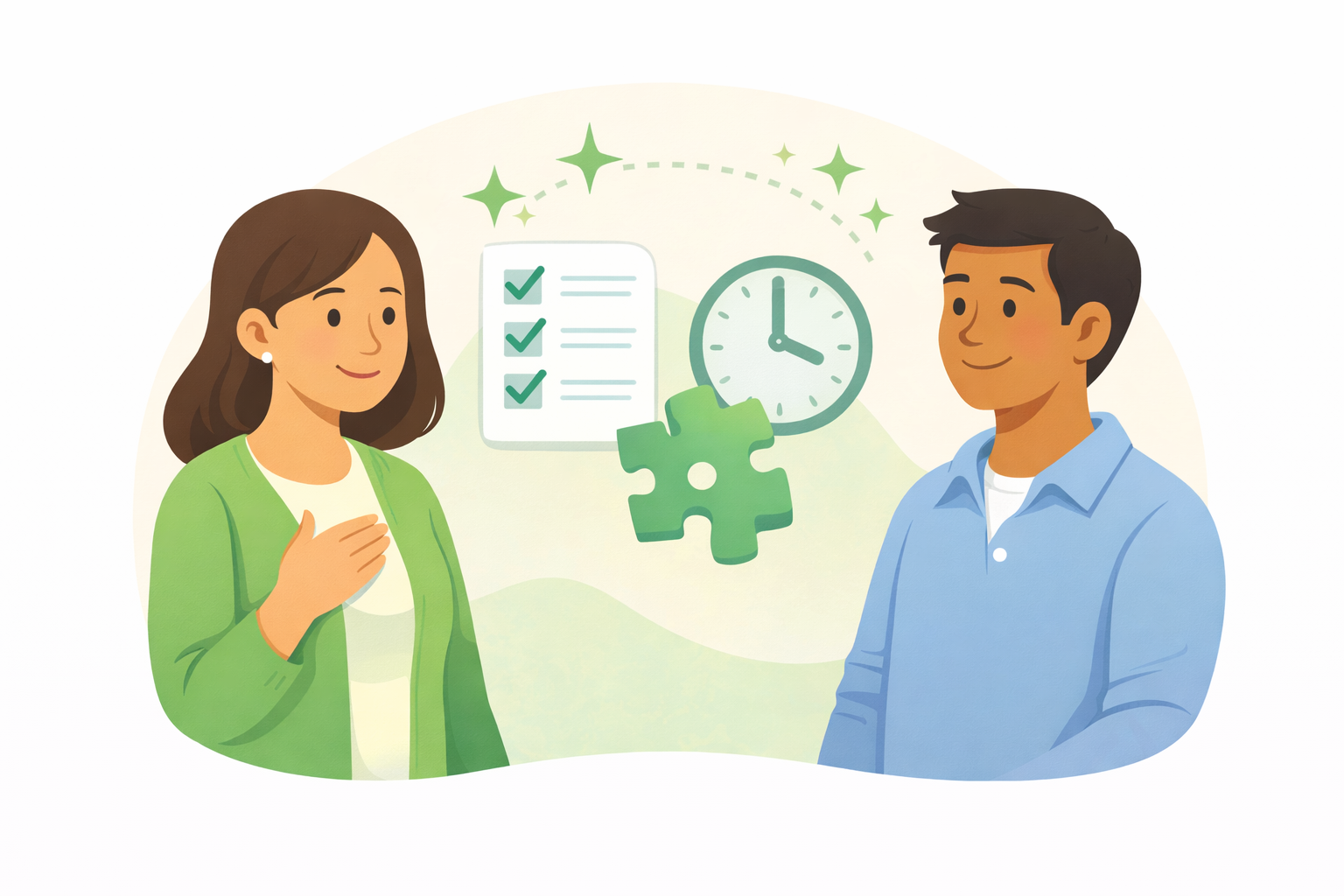 Illustration of collaboration and organization in harmony