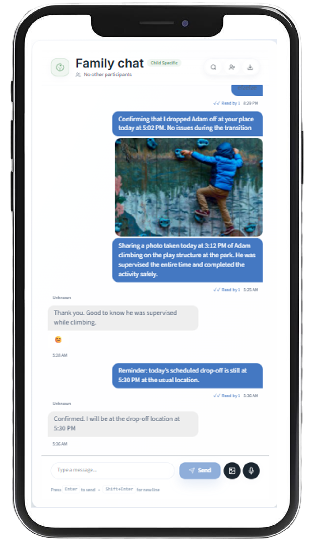 Screenshot of neutral documented messaging