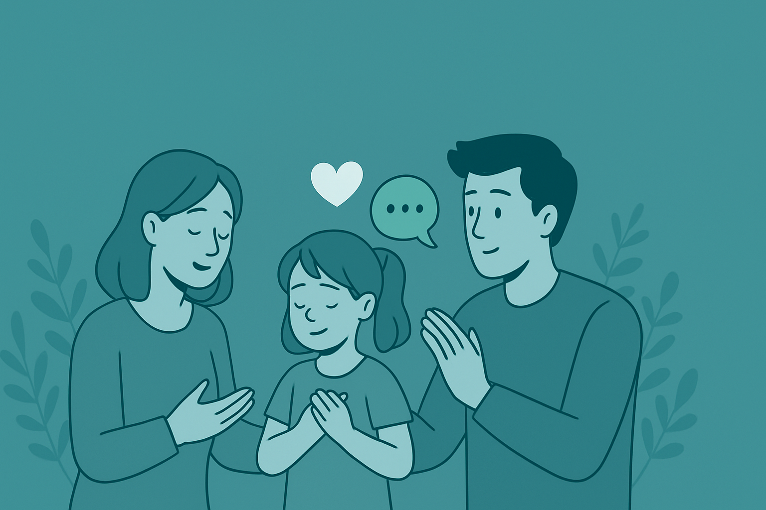 Illustration of a calm co-parenting moment with a child