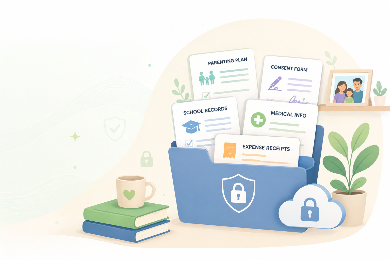 Illustration of organized documents and files